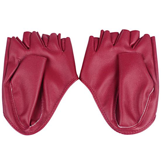 Lady Fashion Faux Leather Half Finger Gloves Driving Pole Dancing Show Gloves
