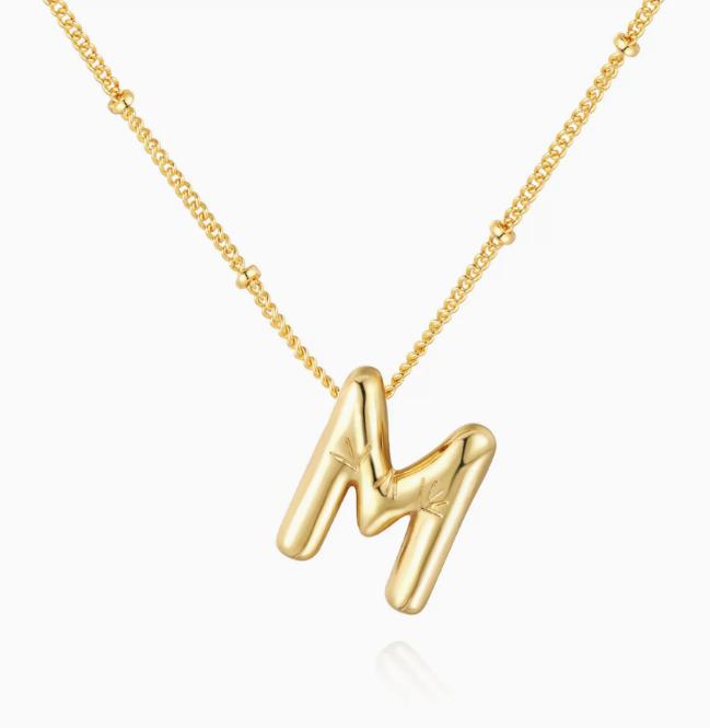 LT-12056 Stainless Steel 18K Gold Balloon Letter Necklace Silver Bubbles 26 English Alphabet Pendants Jewelry