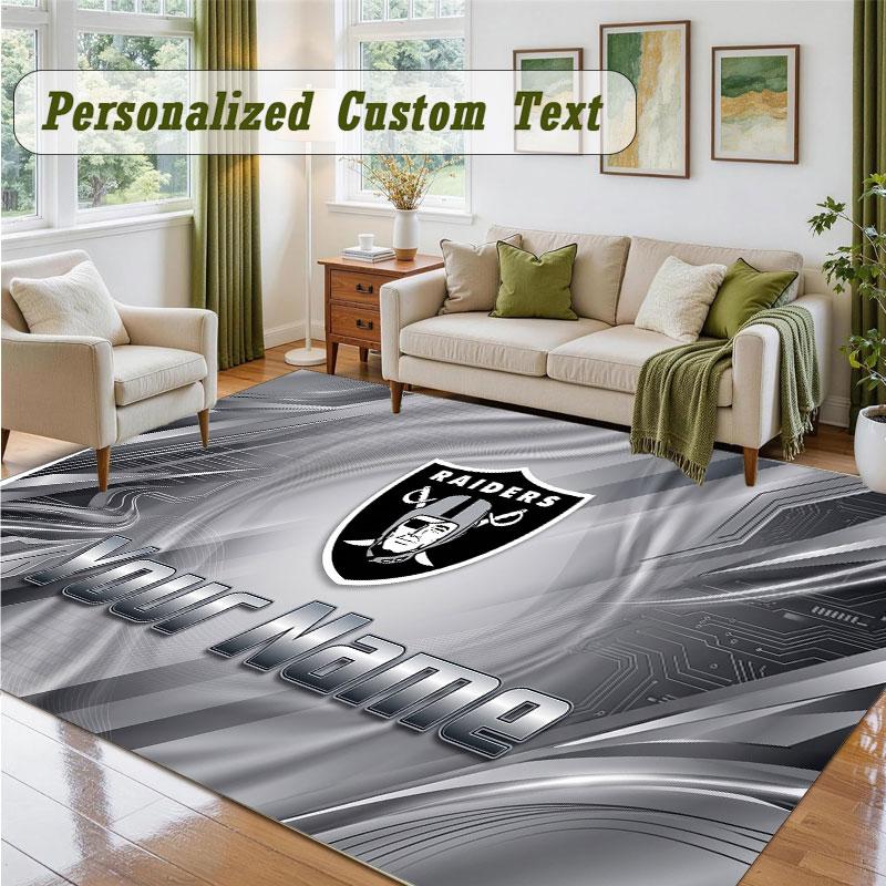 Crystal Velvet Square Rug Custom NameLas Vegas Raiders Pattern Non Slip Home Floor Decor Rug