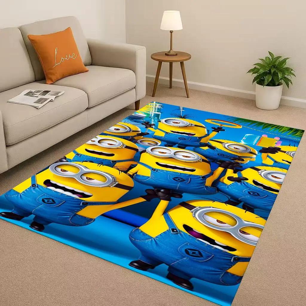 3D Cute Minions Cartoon Christmas Gift Living Room Non-Slip Area Rug Carpet for Bedroom Playroom Sofa,Home Decor Doormat