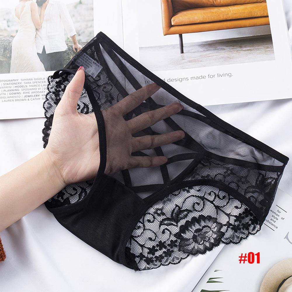Seamless Fashion Hoolow Transparent Low waist Mesh Lingerie Sexy Briefs Lace Panties