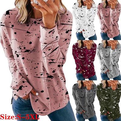 5XL плюс размер топ с длинным рукавом футболка модная женская женская осенне-весенняя туника одежда