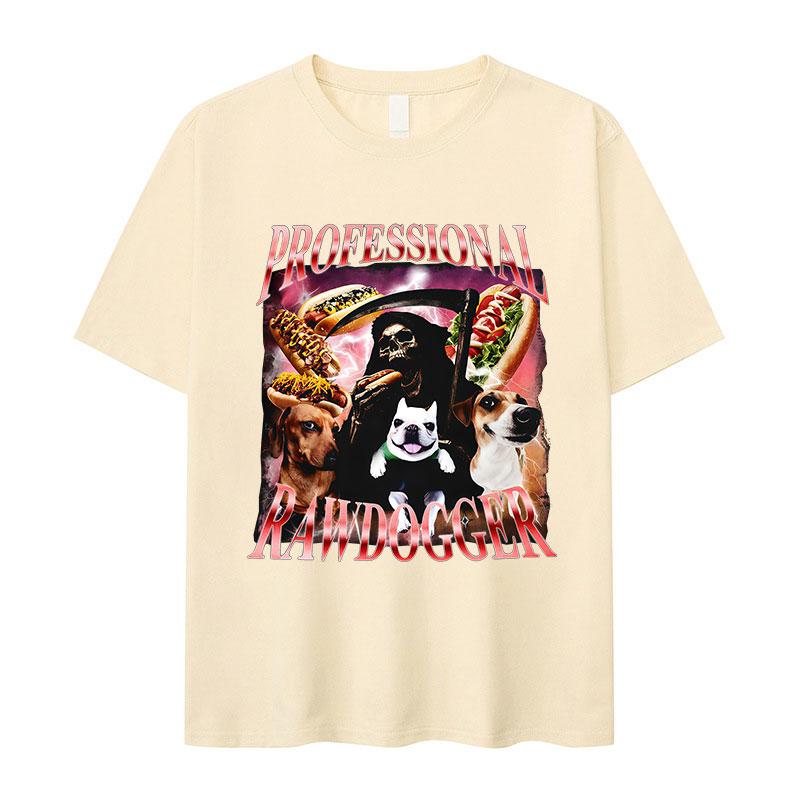 Professional Rawdogger Hot Dog Funny Meme T Shirt Women Vintage High Quality Fashion Tshirts Clothing Oversized Cotton Tshirt