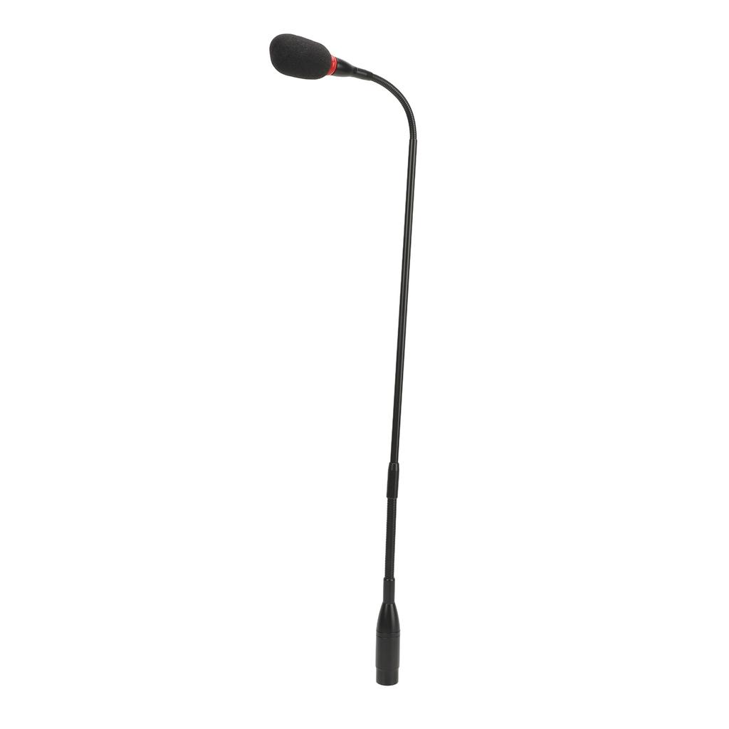 Gooseneck Microphone 23.2in Condenser 3 Pin Straight Plug Flexible with Indicator Windproof Cotton Aluminium Alloy