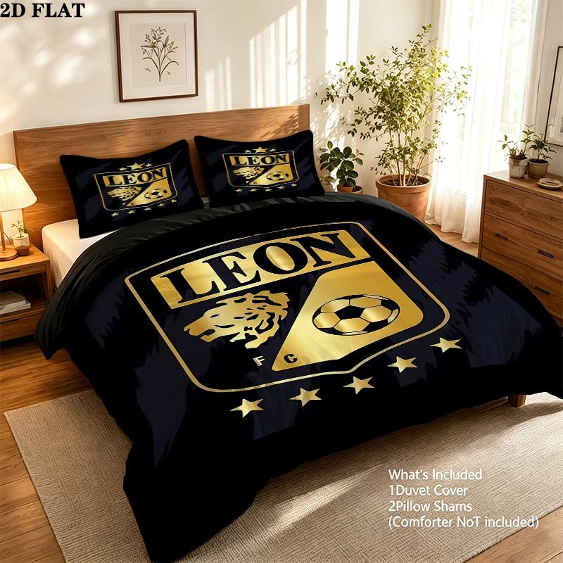 Club Len Football Club Pattern Bedding Quilt Set Quilt Cover Pillowcase Home Birthday Gift(1 * duvet cover + 2 * pillowcase, without core)