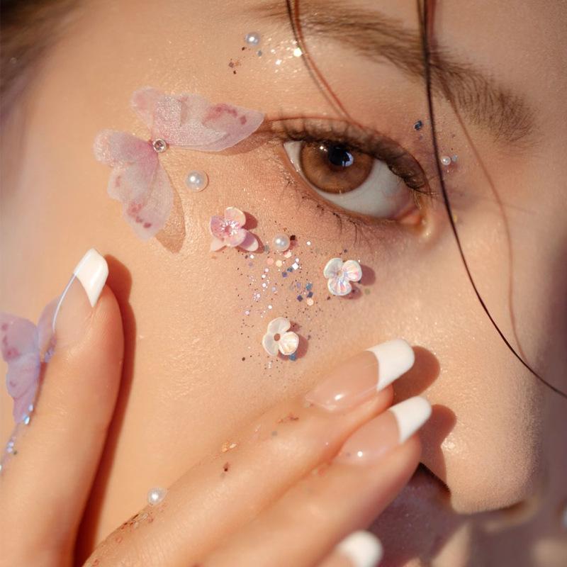 1 коробка, макияж для глаз, украшение для лица, бабочка, алмаз, жемчуг, клей, стразы, блестки, сделай сам, украшение для дизайна ногтей