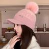 Autumn and winter new letter knitted hat women's hairball cap warm fashion versatile wool hat winter hat