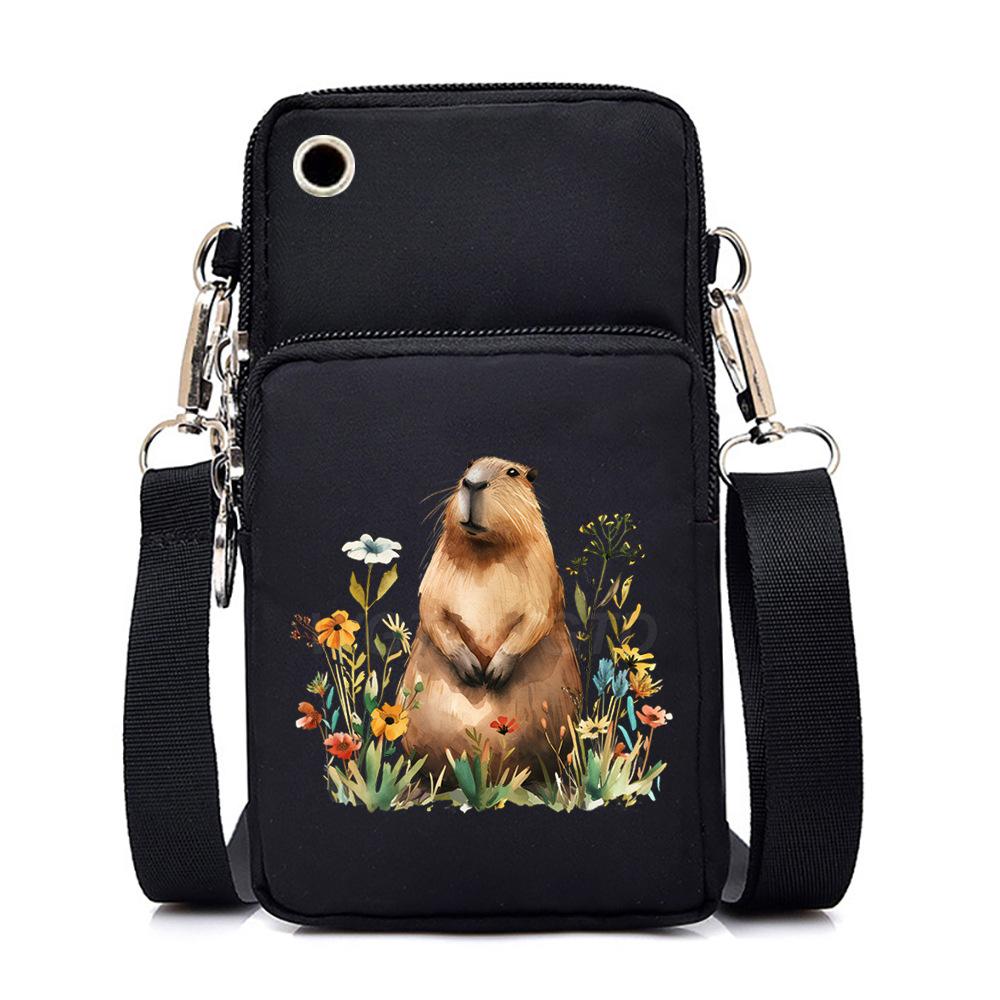 Многофункциональная вертикальная черная наплечная сумка с мультяшным принтом, повседневная, портативная сумка-мессенджер для мобильного телефона для мужчин и женщин