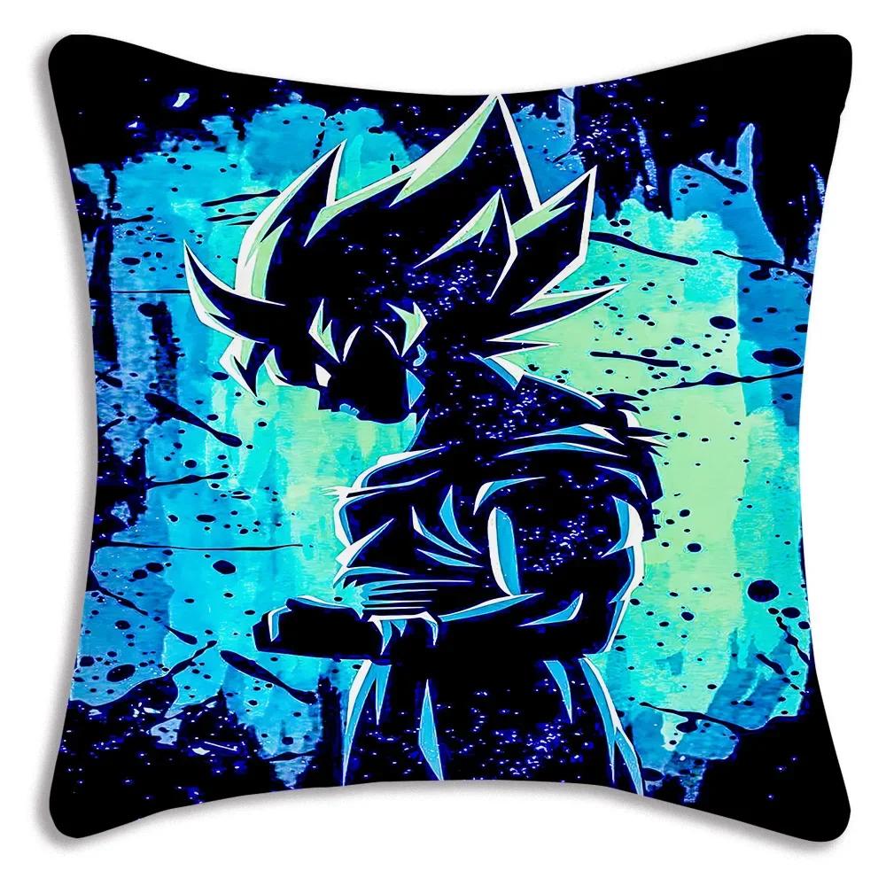 Чехлы для подушек Anime Dragon Balls Z Goku Kawaii, мультяшный диван, декоративный домашний чехол с двухсторонней печатью, короткая плюшевая милая наволочка