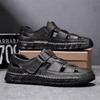 Men's Closed Toe Sandals Large Size Genuine Leather Casual Sandals Outdoor Hiking Sandals Hand Sewn Casual Sandals