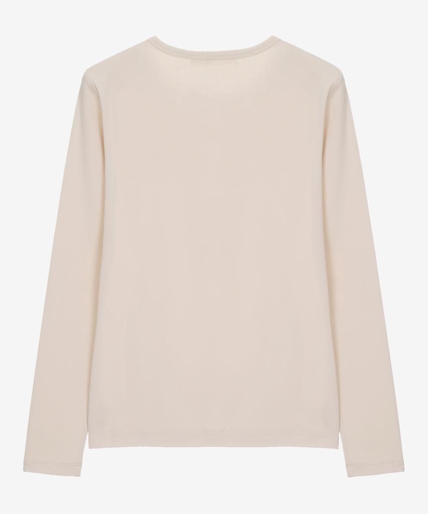 BASIC HOUSE Women'S Slim Fit Spandex Long Sleeve T-Shirt Beige Lats0208