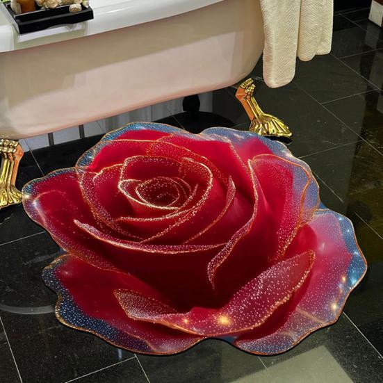 3D Цветочный коврик для пола Нескользящий Впитывающий коврик для ванной Реалистичный коврик с цветочным узором для кухни, спальни, гостиной, прихожей