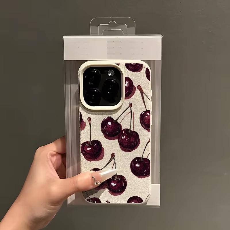 Чехол для телефона винно-красный с рисунком вишни, текстурой личи для iPhone 17 Pro Max 11 12 13 14 15 16 17 Air 15 Plus X XS XR 16E, мягкий чехол