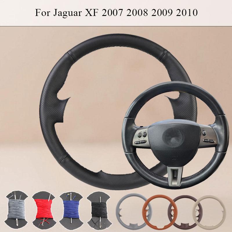 Customized Hand Sewn Anti-Slip Car Steering Wheel Cover For Jaguar XF 2007 2008 2009 2010 Microfiber Leather Auto Grip Cover