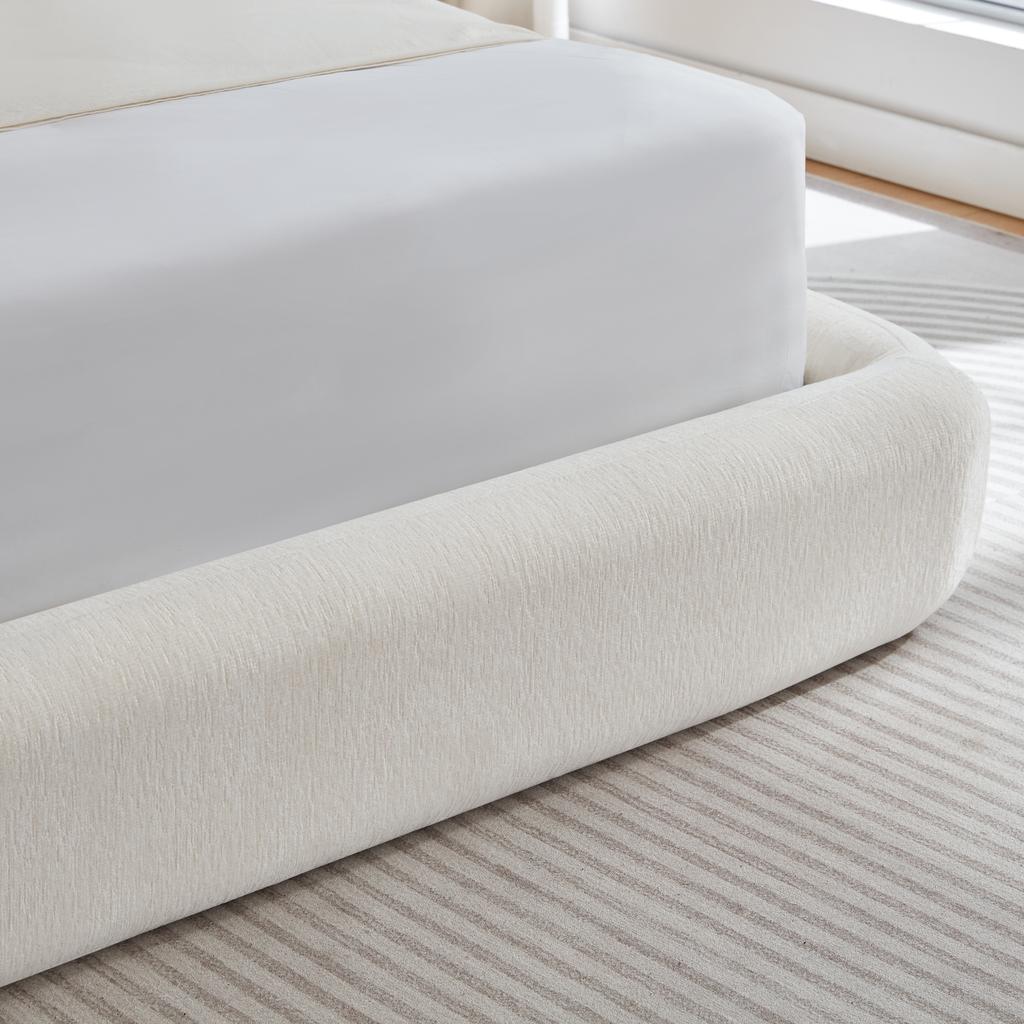 160x200 cm Compression Bed. Bed Frame with Upholstered Headboard, Reinforced Steel Frame, without Box Spring – Easy Assembly, Mattress Not Included.