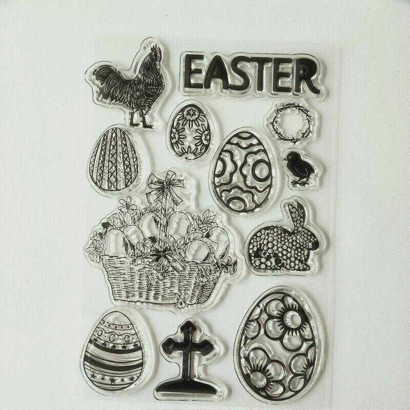 Прозрачный силиконовый прозрачный штамп с праздником Пасхи для печати альбома для скрапбукинга «сделай сам», прозрачные штампы с цветком, кроликом, яйцом, поздравлением