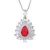 S111 Silver Needle European and American Popular Simulation Jewelry Accessories Set Simulation Pigeon Blood Ruby Pendant Necklace Female