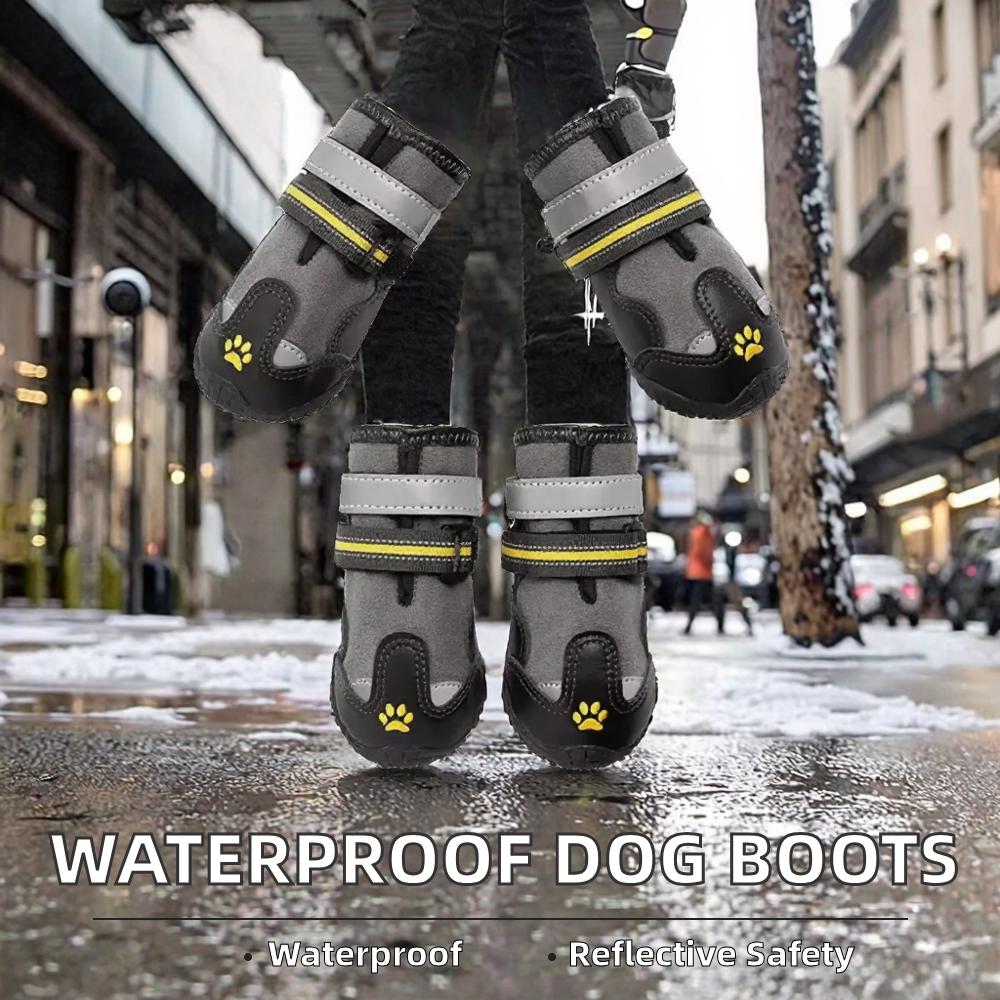 Large Medium Dog Shoes Waterproof Reflective Eco-Friendly Solid Leather Snow Boots Classic Style Paw Protector New Promotion