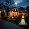 Adjustable Height LED Lighted Ghost Decorations For Halloween Outdoor Indoor Party Haunted House With Windproof Water Base