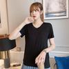 New Summer V-Neck Women's Loose Fit Modal T-Shirt - Solid Color, Short Sleeve Basic Top
