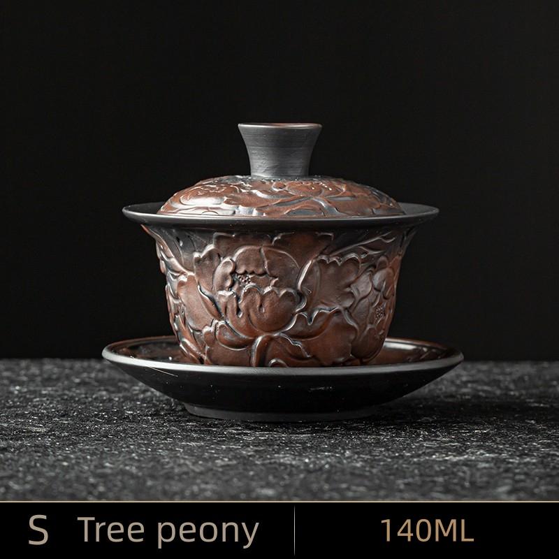 Высококачественный китайский чайный сервиз из фиолетовой керамики, гайвань, чайные чашки, крышка, миска, традиционная ручная заварка чая, чайная чашка, чайная чаша