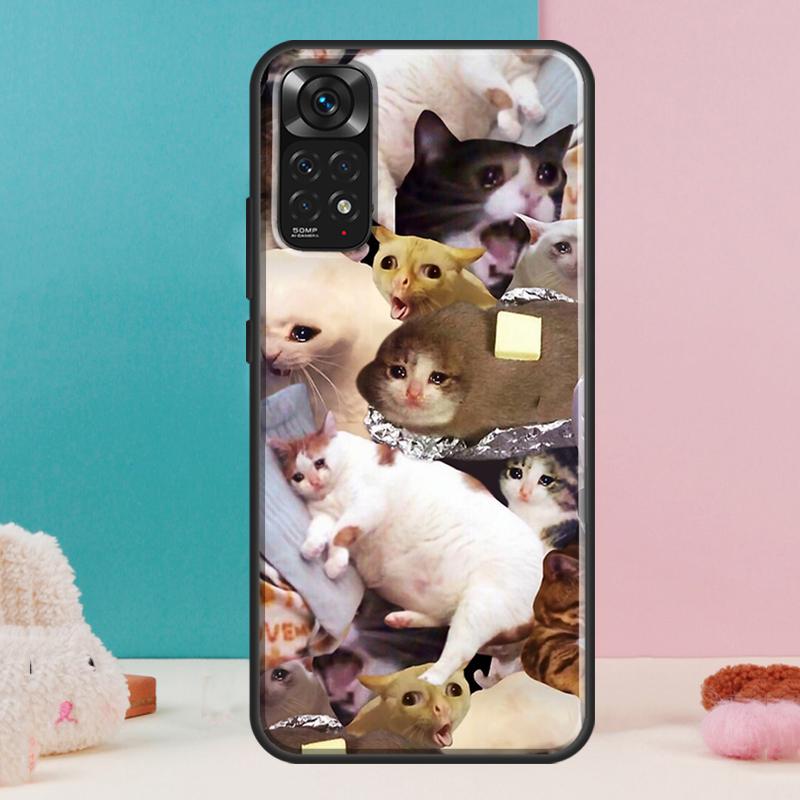Crying Cat Memes And Dog Case For Xiaomi Redmi Note 13 Pro 14 12 11 9 10 9S 10S 11S 12S Redmi 14C 13C 10C 12C Cover