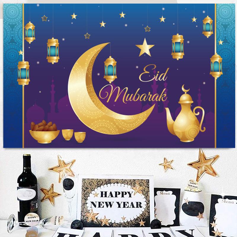 Рамадан Подвесной флаг Рамадан Украшения 2024 для дома Карим Помощь Ид Мубарак Исламская вечеринка Украшения Настенный гобелен Ткань