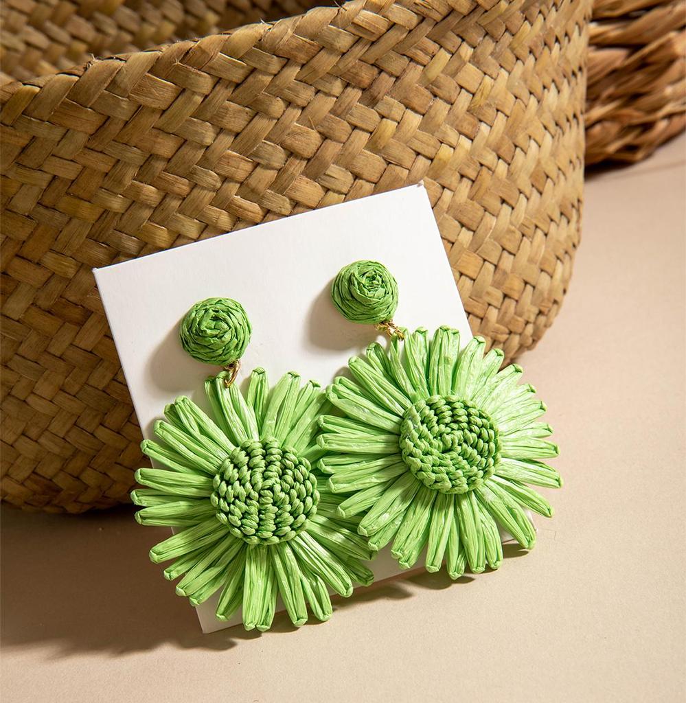Серьги-подвески из свежей, нежной, красочной травы Лафита в виде плетеного цветка в стиле морского отпуска, универсальные, персонализированные серьги, ювелирные изделия