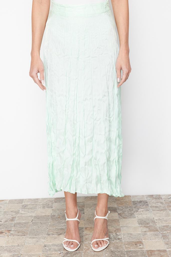 Женская мода, новая юбка в хиджабе, черная плиссированная атласная тканая юбка