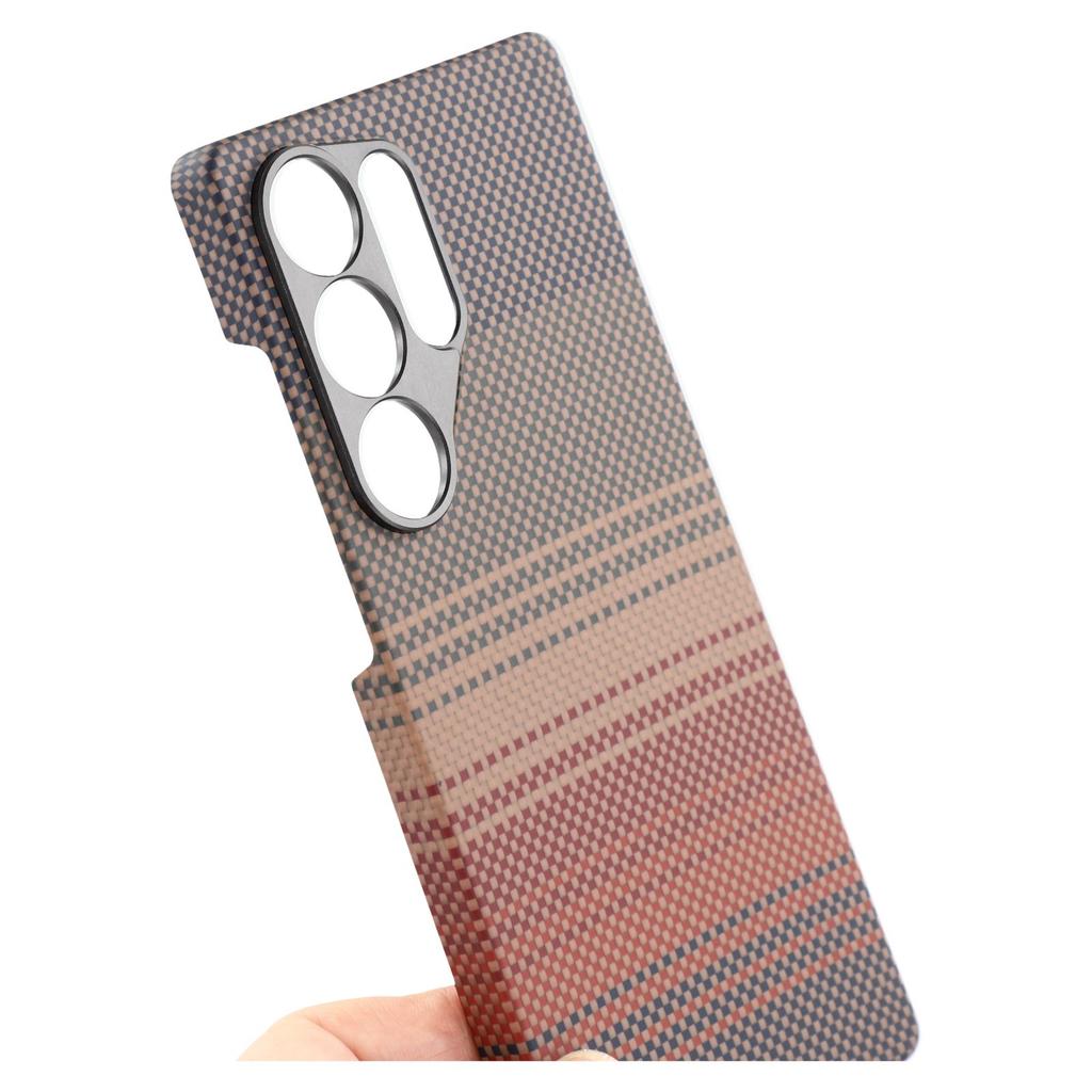 Магнитный чехол для Samsung Galaxy S23 Ultra с точными вырезами, градиентный чехол для телефона из арамидного волокна с металлическим обрамлением объектива