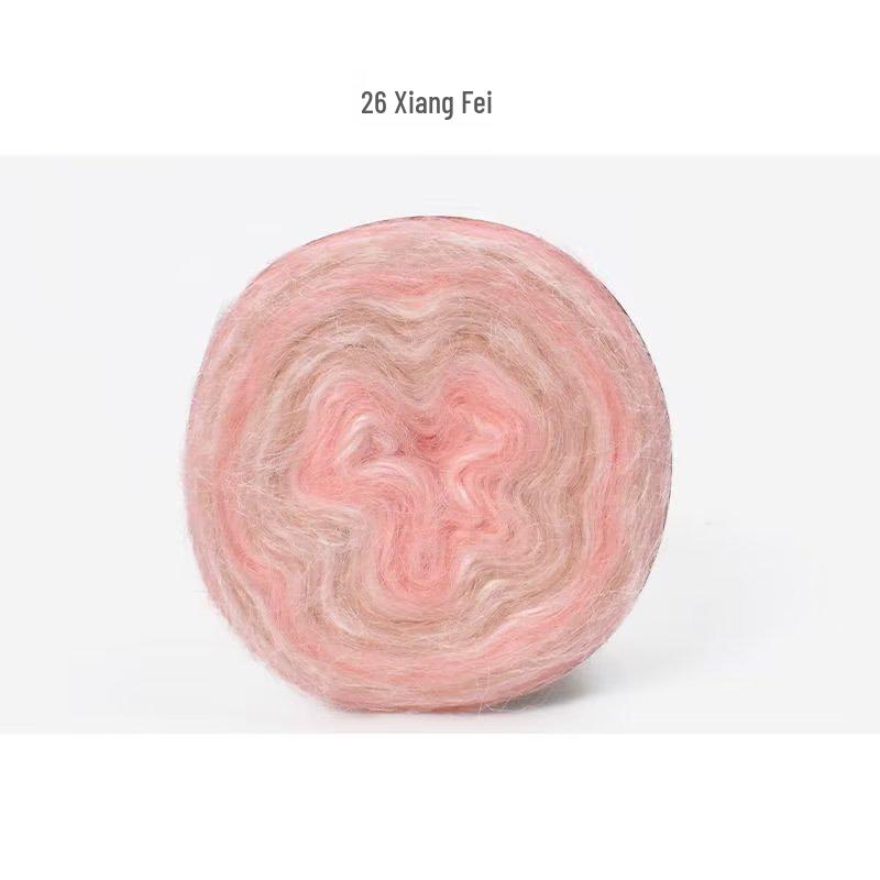 Пряжа из мохера ручной окраски с градиентным радужным переходом - Пушистая, мягкая и идеально подходит для вязания и DIY-проектов.