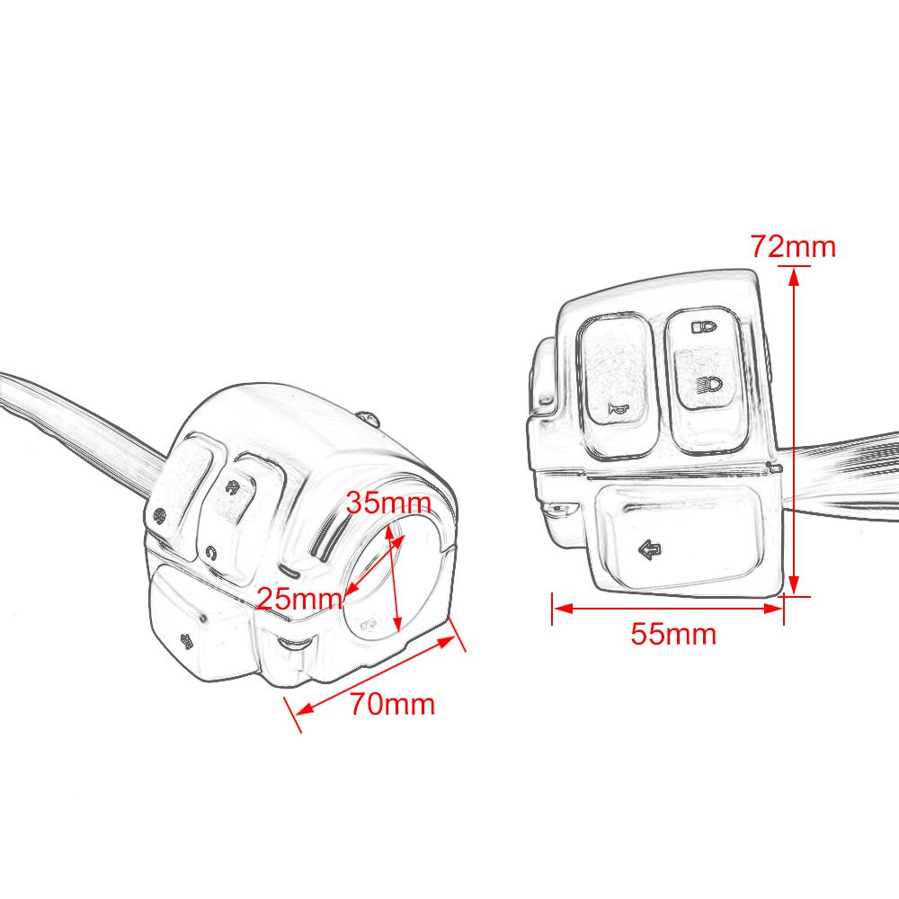 1"25mm Handlebar Control Switch Motorcycle Motorbike Turn Signal Switches Button With Wiring Harness Black/ Chrome For Harley