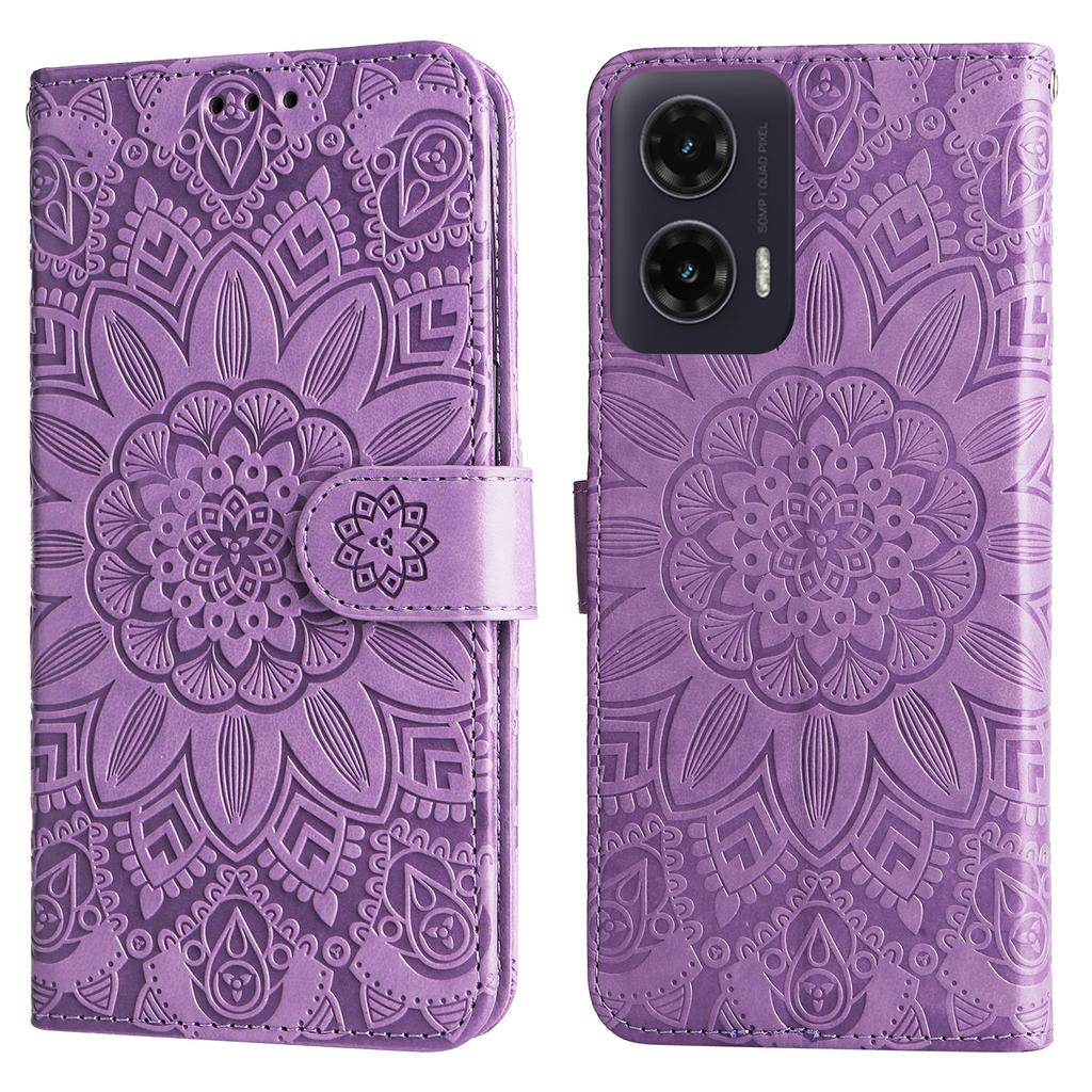 Чехол для Motorola Moto G35 5G Кожаный чехол-кошелек с оттиском подсолнуха