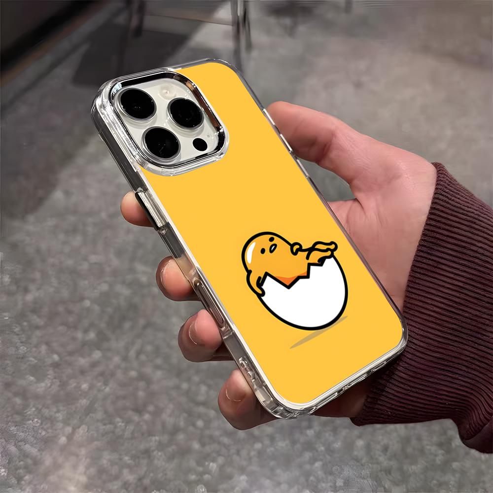 G-Гудетама Яйцо Милый Чехол Для Телефона Для IPhone 17 Air 16 E 15 14 13 12 11 Plus Pro Max Гальванизированный Прозрачный Мягкий Чехол