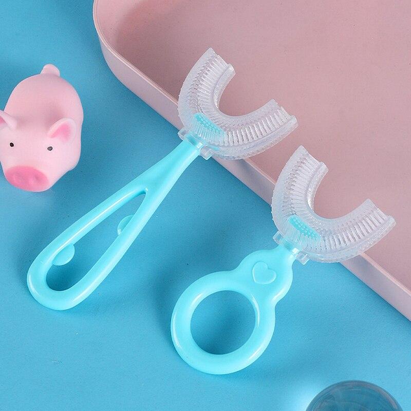1 шт., детская зубная щетка U-образной формы, детская силиконовая зубная щетка для детей, ручная тренировочная щетка для зубов для малышей, щетка для чистки рта