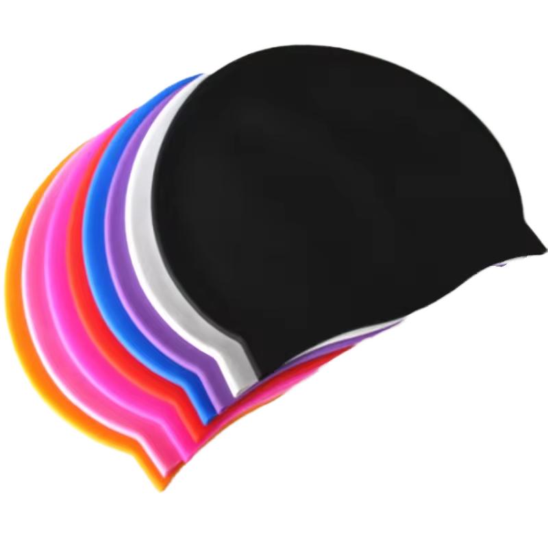 OEM Custom Adult Logo Printed Durable Silicone Swim Cap for Normal Marble Swimming Hat