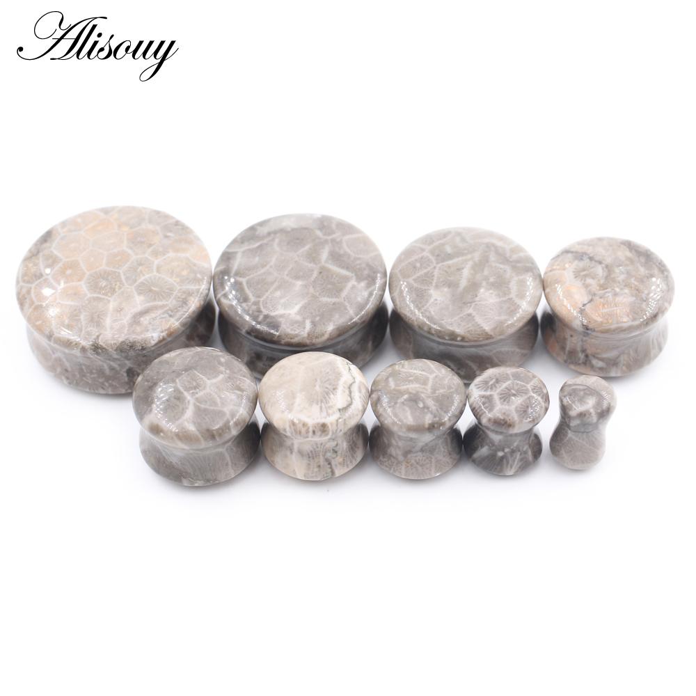 Alisouy 1 шт., натуральный камень, грибной узор, расклешенные ушные туннельные пробки, расширитель для носилок, измерительные приборы, серьги, украшения для тела, пирсинг