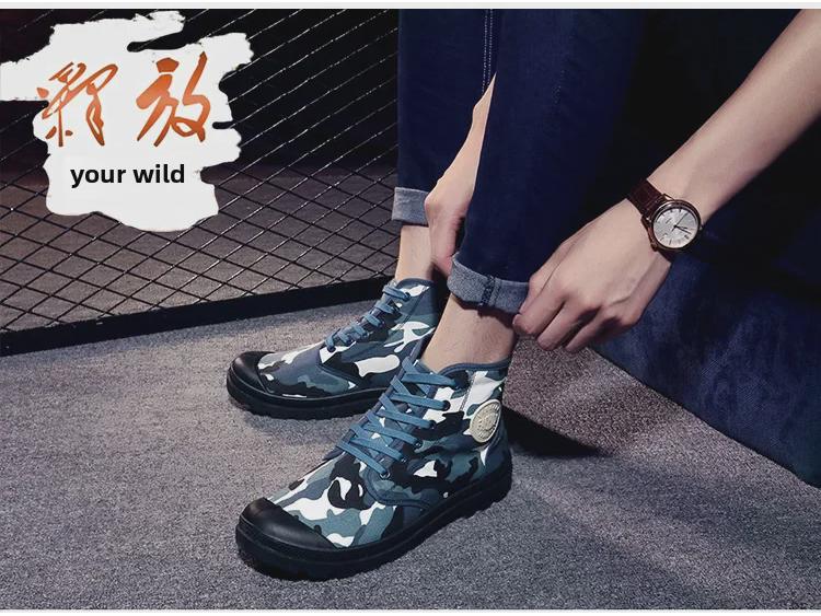 Сапоги из парусины в стиле ретро унисекс: Осенне-зимняя повседневная обувь средней длины