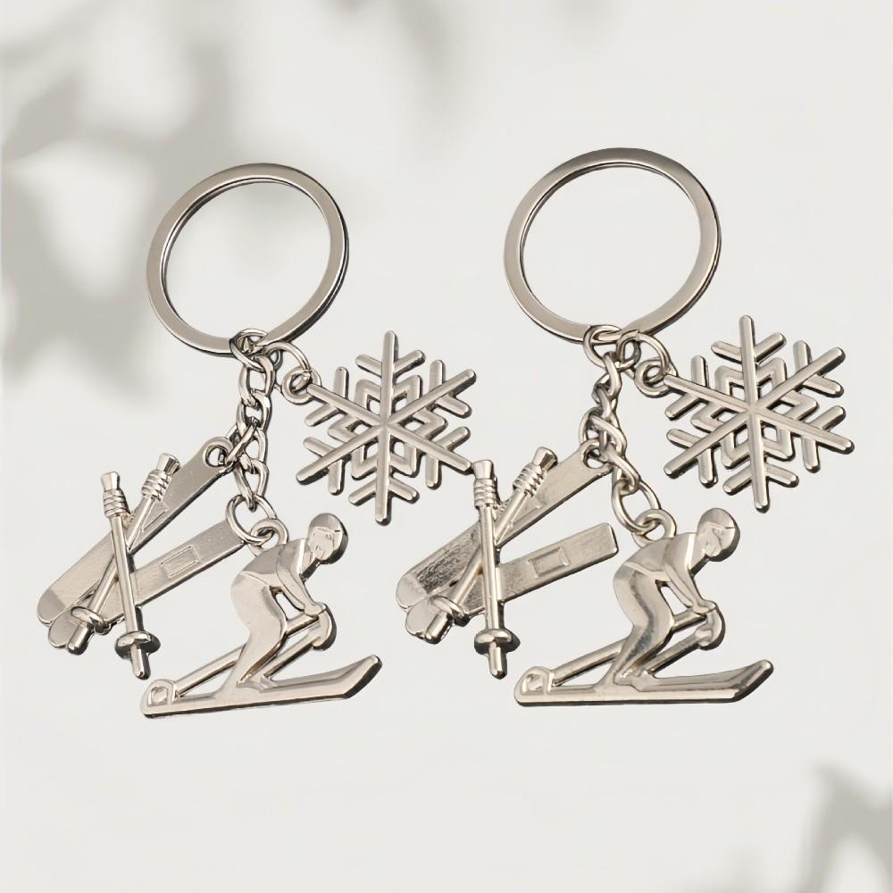 Metal Pendant Snowflake Pendant Key Ring Ice Skates Pendant Skier Decoration Gifts