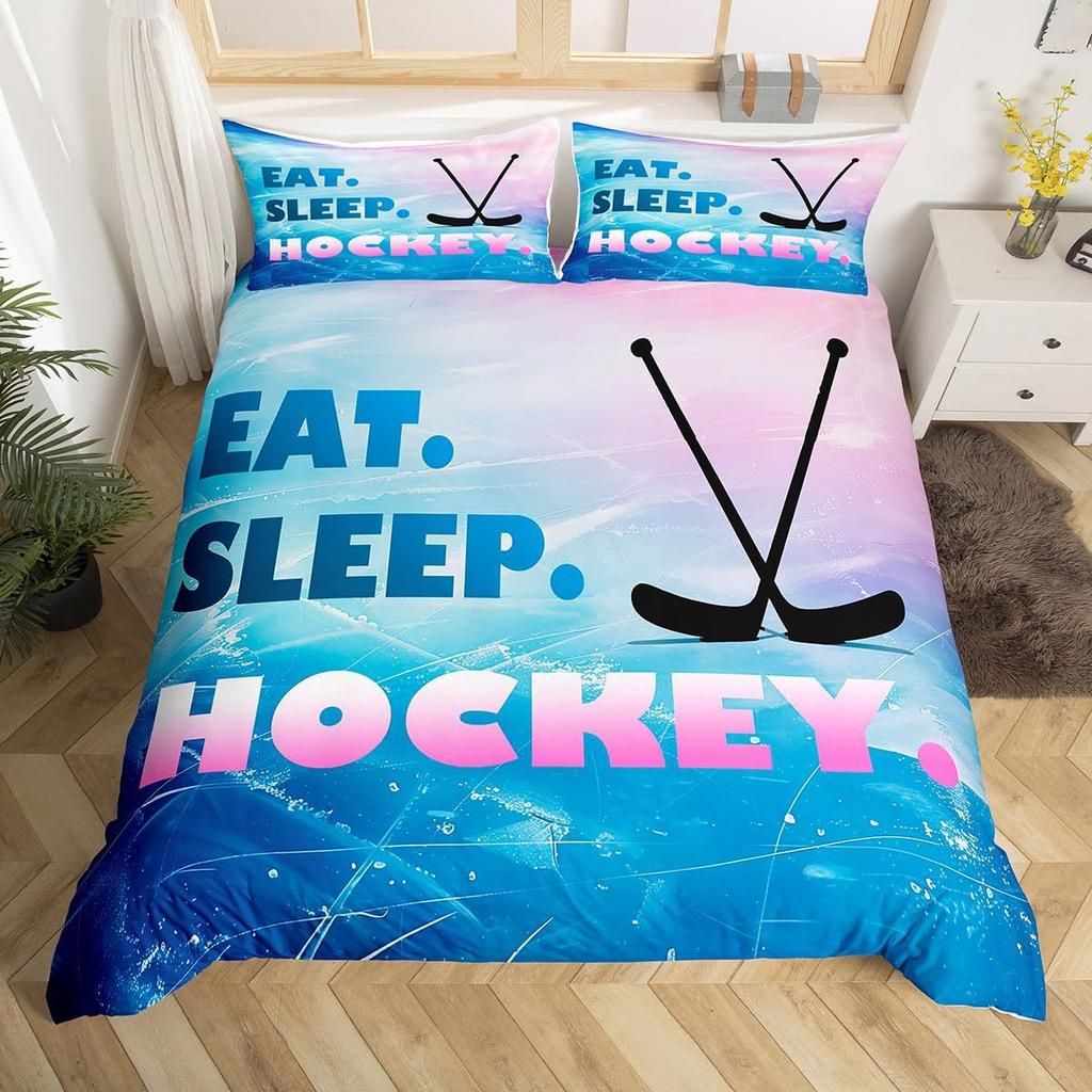 Ice Hockey 3D Digital Printing Quilt Cover Home Textile Three-Piece Three-Piece Set