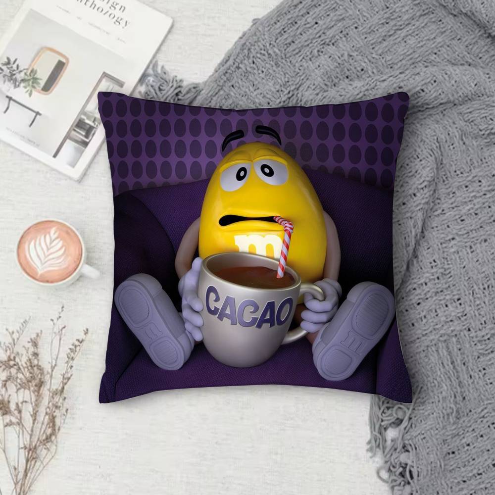 MMMs Chocolate Doublesided Printed Square Pillow Cover Decorative Cushion Cover for Sofa Bedroom Bedside