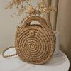 Повседневные соломенные сумки на ремне, маленькие круглые сумки через плечо, пляжные дорожные сумки, сумка-тоут