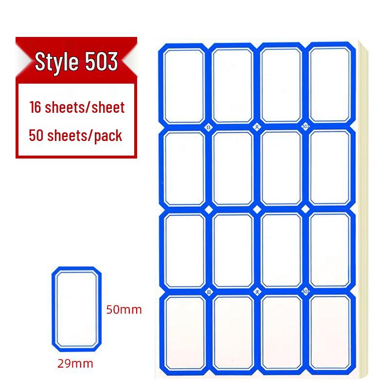 Colored Self-Adhesive Label Stickers for Handwriting, 50 Sheets - Office Use Name & Price Tags