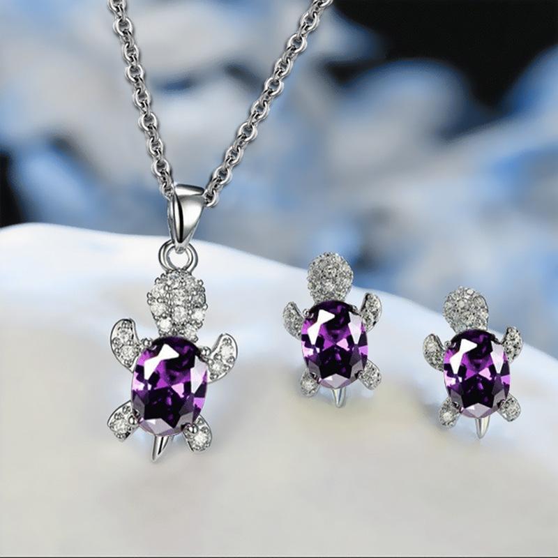 Tortoise Pendant Necklace Earring Set Niche Design Sense Female Jewelry