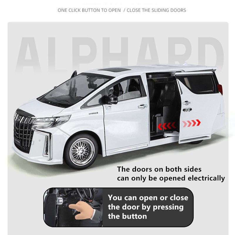 Новая 1/18 Toyota Alphard MPV Модель автомобиля из сплава Литая металлическая игрушка Коммерческие автомобили Модель автомобиля Звук и свет Симуляция Подарок для детей