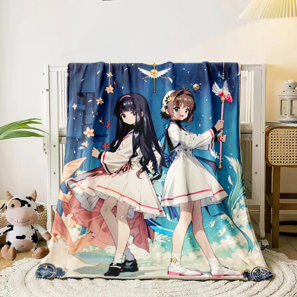 Плед с принтом милой девочки-мангаки Cardcaptor Sakura. Уютный флис, Спальня, Диван, Кровать, Стул, Подарок, Пикники, Поездки, Кемпинг, Пледы.