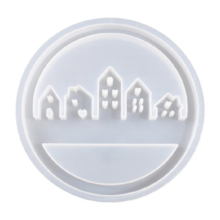 Circular House Silicones Molds with Base Molds for Gypsum Decorations, Wreath Silicones Molds with Base Molds