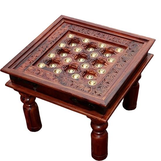 Solid Wood Antique Design Coffee Table Glass Not Include