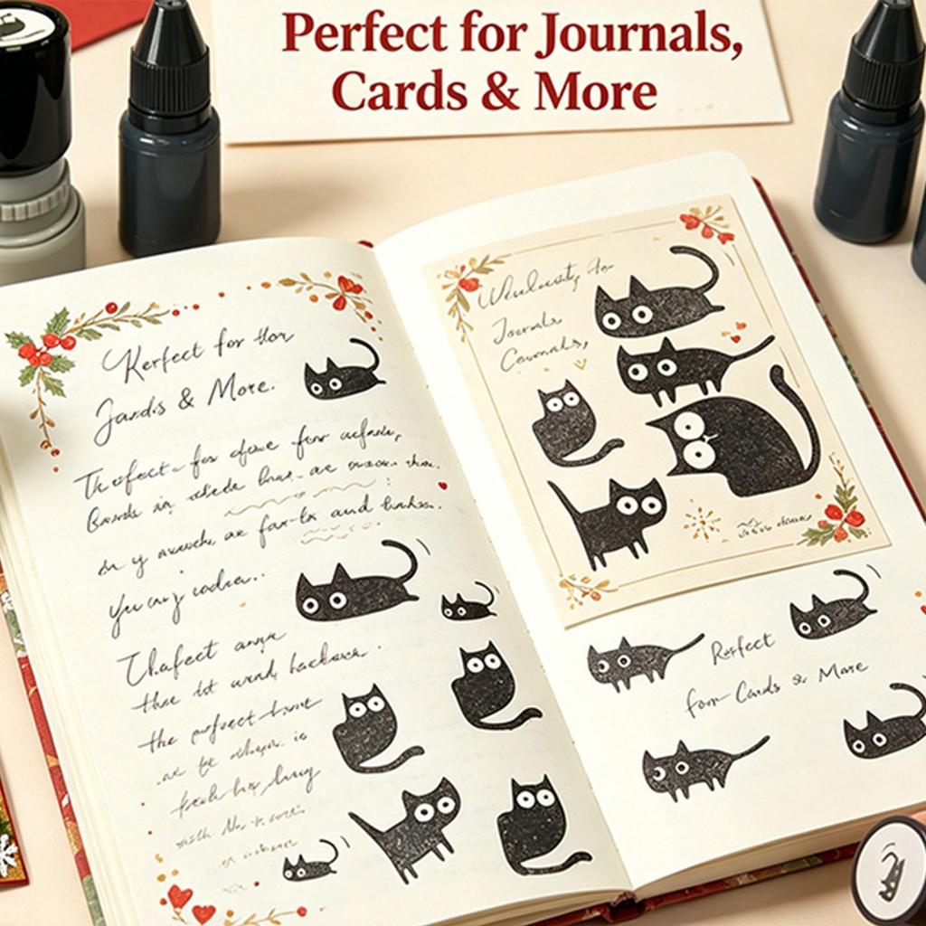 Cat Pattern Self-Inking Stamp DIY Crafting Supplies Kitten Stamp For Scrapbooking Card Making Planner Diary, School Teachers