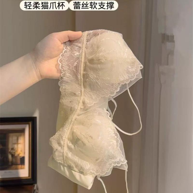 Women French Lace Backless No Underwire Thin Comfortable Summer Bra